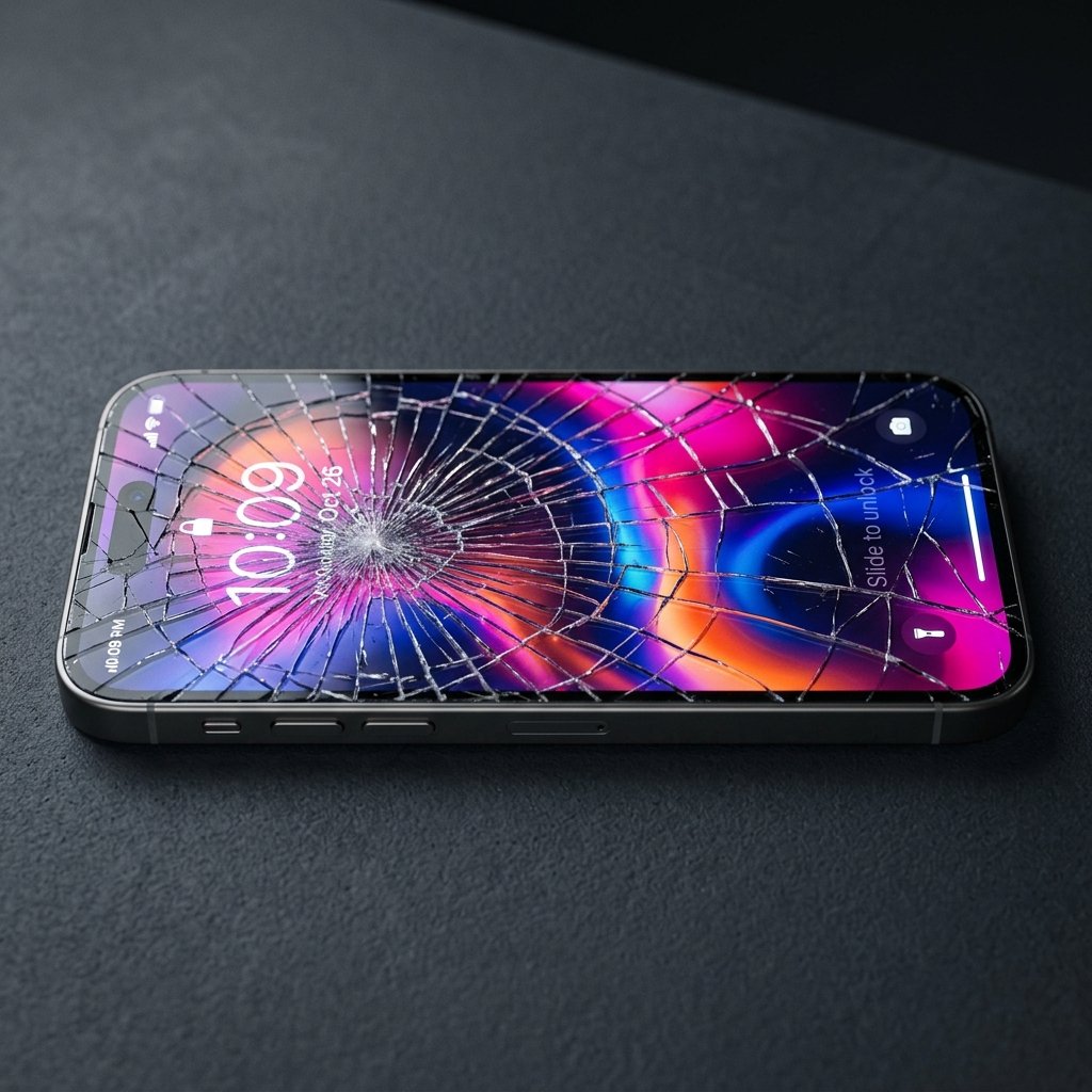 Trasig iPhone skärm före reparation i Linköping - Fancy Phone